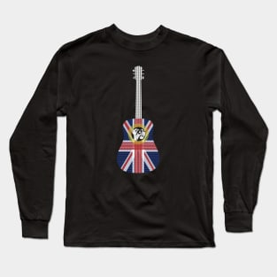 Guitar with Union Jack British Flag overlay pattern Long Sleeve T-Shirt